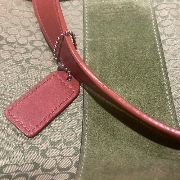 Vintage Coach Signature Jacquard Green Canvas Travel Cosmetics Bag - Picture 13 of 14